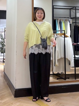 「A part by（アパートバイ）のスクエアヒールサンダル（サンダル、ブラック系）」を使った、haruさん（レディース・163cm）の夏コーディネート