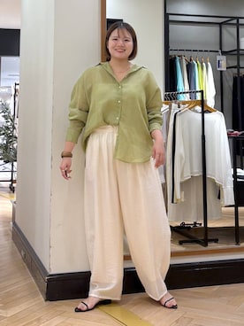 「A part by（アパートバイ）のナローストラップサンダル（サンダル、ブラック系）」を使った、haruさん（レディース・163cm）の夏コーディネート
