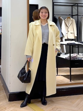 「アイテム（ステンカラーコート）」を使った、haruさん（レディース・163cm）の冬コーディネート