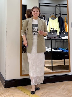 「A part by（アパートバイ）のLNTテーラードジャケット（テーラードジャケット、ベージュ系）」を使った、haruさん（レディース・163cm）の春コーディネート