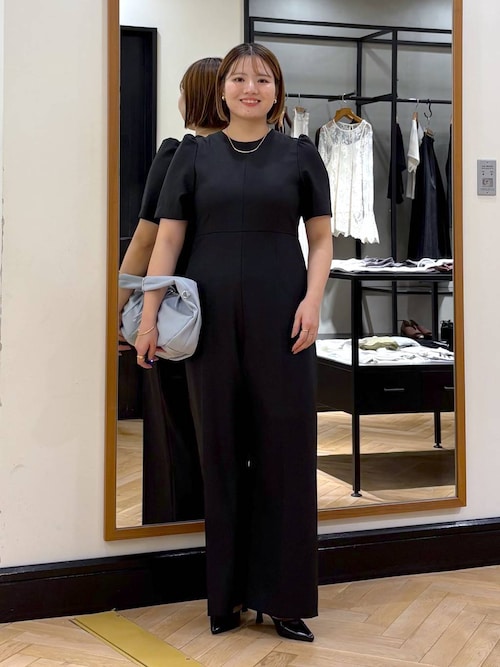 ペコクラブ ドットジャンプスーツ オールインワン オープンカラー パフショルダー sy826617730f6_1.jpg