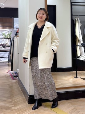 「体型カバー」｜「アイテム（ピーコート）」を使った、haruさん（レディース・163cm）の冬コーディネート