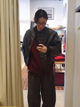 「PEANUTS（ピーナッツ）のアイテム」を使った、bossysteeloさん（メンズ・177cm）の冬コーディネート