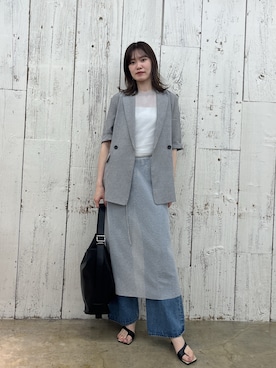 「GALLARDAGALANTE（ガリャルダガランテ）のラメニットドレス（ワンピース、シルバー系）」を使った、綾菜さん（レディース・172cm）の春コーディネート