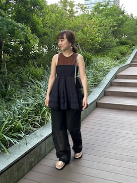 「シースルー」｜「アイテム（トップス、ベージュ系）」を使った、dnhoshinoさん（レディース・155cm）の夏コーディネート