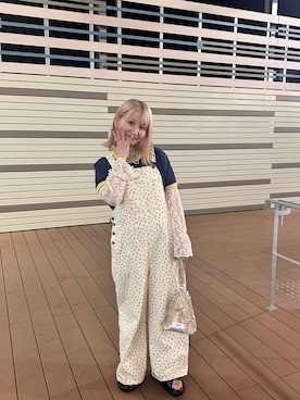 「アイテム（オールインワン・サロペット、ホワイト系）」を使った、rina041008さん（レディース・152cm）の夏コーディネート
