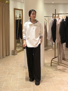 「GALLARDAGALANTE（ガリャルダガランテ）の【手洗い可】イージー2タックパンツ（その他パンツ、ブラック系）」を使った、gg___mmmiさん（レディース・163cm）の冬コーディネート