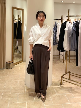 「GALLARDAGALANTE（ガリャルダガランテ）の【2.718】ストラップパンプス（ブーツ、ブラウン系）」を使った、gg___mmmiさん（レディース・163cm）の春コーディネート