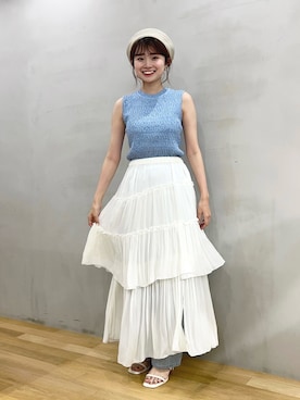 「麦わら帽子」｜「アイテム（ハンチング/ベレー帽）」を使った、ざわわんさん（レディース・163cm）の夏コーディネート
