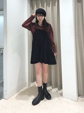 「ベロア」｜「アイテム（ワンピース/ドレス）」を使った、ざわわんさん（レディース・163cm）の秋コーディネート