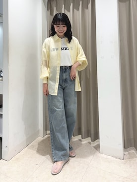 「SENSE OF PLACE by URBAN RESEARCH(センスオブプレイスバイアーバンリサーチ)のストレートレッグデニム(その他パンツ、ブルー系)」を使った、ざわわんさん(レディース・163cm)の夏コーディネート