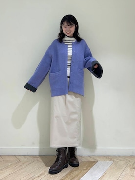 「アイテム（ノーカラーコート）」を使った、ざわわんさん（レディース・163cm）の秋コーディネート