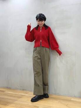 「SMELLY（スメリー）のアイテム（ハンチング/ベレー帽）」を使った、ざわわんさん（レディース・163cm）の秋コーディネート
