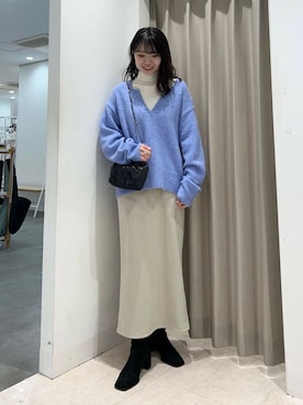 「SENSE OF PLACE by URBAN RESEARCH（センスオブプレイスバイアーバンリサーチ）のポンチタイトスカート（スカート）」を使った、ざわわんさん（レディース・163cm）の冬コーディネート