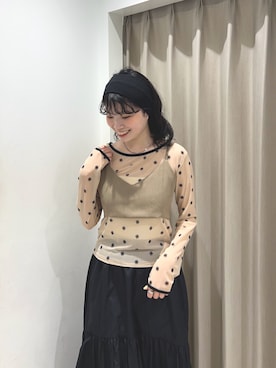 「SENSE OF PLACE by URBAN RESEARCH(センスオブプレイスバイアーバンリサーチ)のモチーフシアーカットトップ(Tシャツ/カットソー、ベージュ系)」を使った、ざわわんさん(レディース・163cm)の春コーディネート