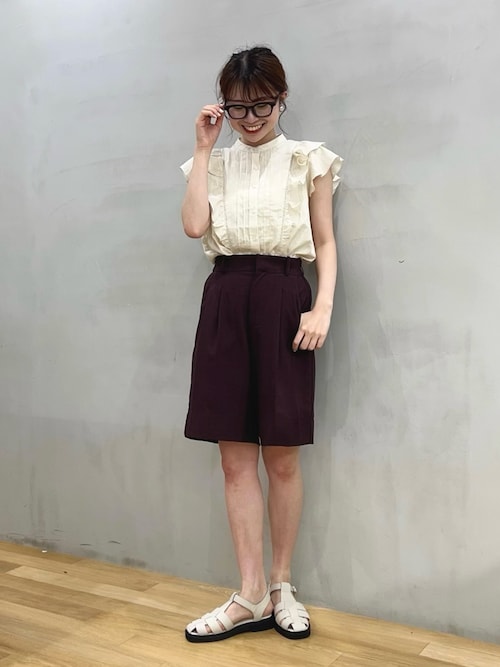 色彩に宿る美しさ【MARNI】ハイウエスト バミューダ パンツ セール】リネンライクバミューダパンツ(スラックス)|SENSE OF