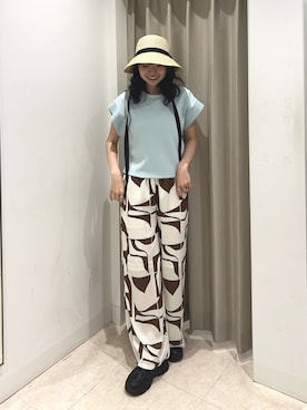 「SENSE OF PLACE by URBAN RESEARCH(センスオブプレイスバイアーバンリサーチ)のモチモチポンチTシャツ(Tシャツ/カットソー、グレー系)」を使った、ざわわんさん(レディース・163cm)の夏コーディネート