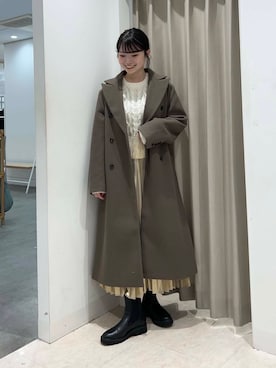 「アイテム（チェスターコート）」を使った、ざわわんさん（レディース・163cm）の冬コーディネート