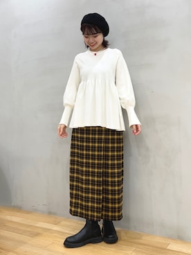 「SMELLY（スメリー）のアイテム（ハンチング/ベレー帽）」を使った、ざわわんさん（レディース・163cm）の冬コーディネート