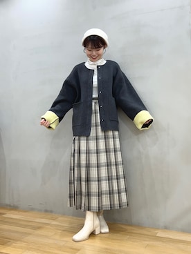 「SMELLY（スメリー）のアイテム（ハンチング/ベレー帽）」を使った、ざわわんさん（レディース・163cm）の秋コーディネート