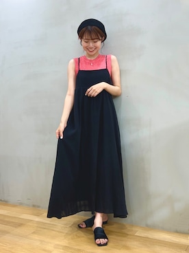 「SENSE OF PLACE by URBAN RESEARCH（センスオブプレイスバイアーバンリサーチ）のランダムリブノースリーブセーター（ニット/セーター）」を使った、ざわわんさん（レディース・163cm）の夏コーディネート