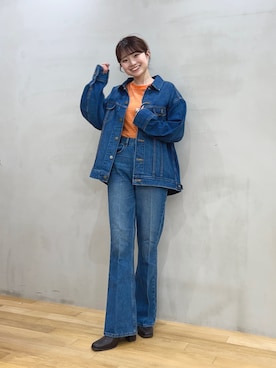 「カラー×コーデ」｜「アイテム（デニムジャケット）」を使った、ざわわんさん（レディース・163cm）の秋コーディネート