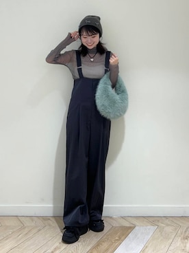 「骨格ウェーブ」｜「アイテム（オールインワン・サロペット）」を使った、ざわわんさん（レディース・163cm）の秋コーディネート