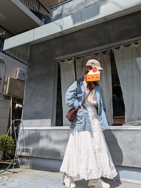 「アイテム（カバーオール）」を使った、gyogyogyogyogyoさん（レディース・154cm）の春コーディネート