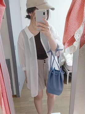 「JUSGLITTY（ジャスグリッティー）のアイテム（キャップ）」を使った、gyogyogyogyogyoさん（レディース・154cm）の夏コーディネート
