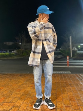 「CAMP7（キャンプセブン）のアイテム（帽子）」を使った、kjsaaanさん（メンズ・170cm）の秋コーディネート