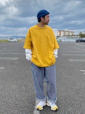 「Dickies（ディッキーズ）のアイテム（帽子）」を使った、kjsaaanさん（メンズ・170cm）の春コーディネート