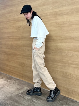 「春カラー」｜「アイテム（ハンチング/ベレー帽）」を使った、立花清華さん（レディース・168cm）の春コーディネート