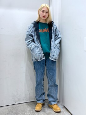 「ゆるニット」｜「アイテム（ダウンジャケット/コート）」を使った、立花清華さん（レディース・168cm）の冬コーディネート