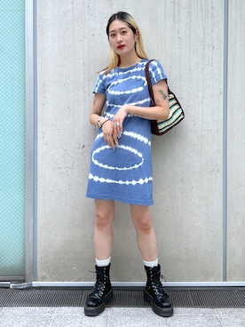 「x-girl_ootd」｜「アイテム（ワンピース/ドレス）」を使った、立花清華さん（レディース・168cm）の夏コーディネート