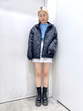 「x-girl_ootd」｜「アイテム（ブルゾン）」を使った、立花清華さん（レディース・168cm）の秋コーディネート
