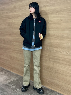 「x-girl_ootd」｜「アイテム（ジャケット/アウター）」を使った、立花清華さん（レディース・168cm）の秋コーディネート