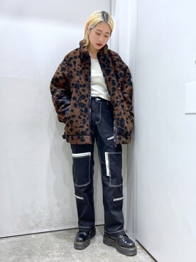 「x-girl_ootd」｜「アイテム（ブルゾン）」を使った、立花清華さん（レディース・168cm）の秋コーディネート