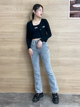 「x-girl_ootd」｜「アイテム（アクセサリー）」を使った、立花清華さん（レディース・168cm）の秋コーディネート