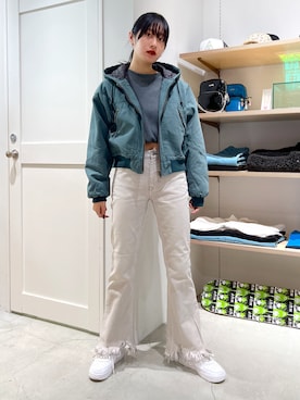 「x-girl_ootd」｜「アイテム（その他アウター）」を使った、立花清華さん（レディース・168cm）の秋コーディネート
