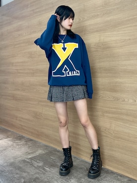 「x-girl_ootd」｜「アイテム（アクセサリー）」を使った、立花清華さん（レディース・168cm）の秋コーディネート