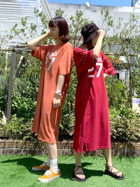 小南知世さん（レディース・153cm）の夏コーディネート