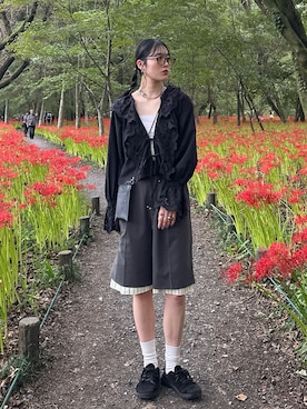 「ハーフパンツ」｜𝐒 𝐄 𝐈 𝐑 𝐀さん（レディース・168cm・20代）の秋コーディネート