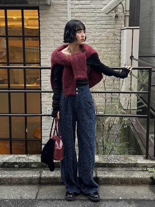 カーディガン 6(ROKU) MOHAIR SHAGGY V NECK CARDIGAN 6（ロク）の「＜6(ROKU)＞MOHAIR SHAGGY V NECK CARDIGAN/カーディガン