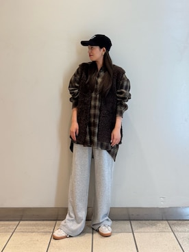「ITEMS URBANRESEARCH(アイテムズ アーバンリサーチ)の起毛チェックルーズシャツ(シャツ/ブラウス)」を使った、kaedeさん(レディース・153cm)の秋コーディネート