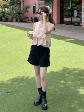 「アイテム（シュシュ）」を使った、tapiさん（レディース・153cm）の夏コーディネート