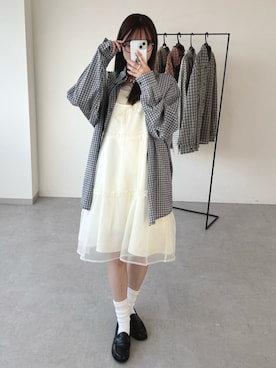 「kutir（クティール）のアイテム（シャツ/ブラウス）」を使った、aoiさん（レディース・153cm）の夏コーディネート