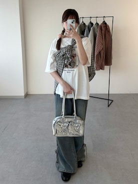 「アイテム（ボストンバッグ）」を使った、aoiさん（レディース・153cm）の夏コーディネート