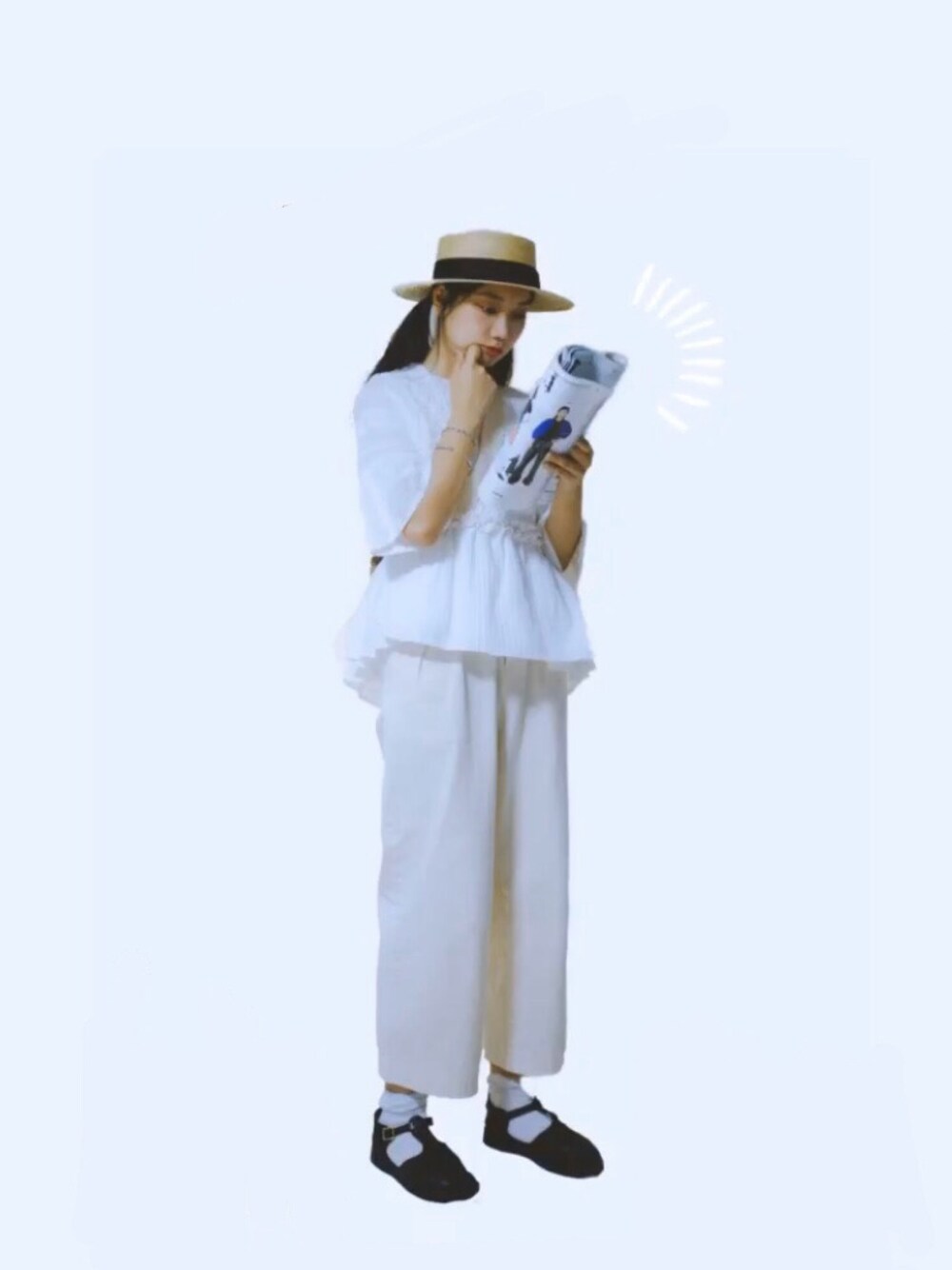 「ootd、夏、街頭穿搭、日系、white、summer、leather shoes、handmade、local design」｜「AURORA SHOESのアイテム（その他シューズ、ブラック系）」を使った、sankilogram さん（レディース・166cm）の夏コーディネートの1枚目の写真