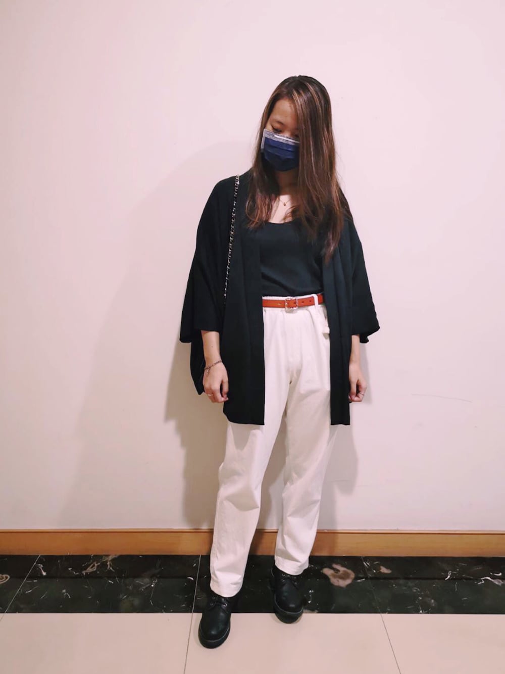 「girl、VINTAGE、black and white、black、white、和洋折衷」｜「Samansa Mos2のツイルテーパードパンツ（その他パンツ、ホワイト系）」を使った、sasuiさん（レディース・164cm）の夏コーディネートの1枚目の写真