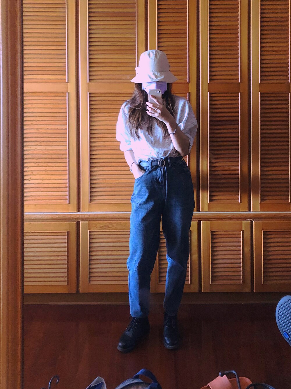 「girl、summer、outfit、black、white、NET」｜「noneのアイテム（帽子、ベージュ系）」を使った、sasuiさん（レディース・164cm）の秋コーディネートの1枚目の写真